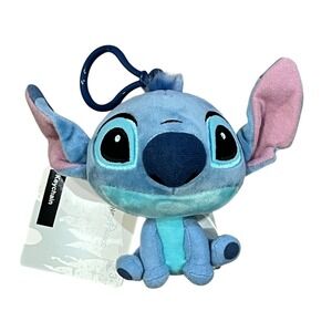 Disney Lilo & Stitch‎ Plush 4" Blue Keychain Backpack Clip Toy Big Head